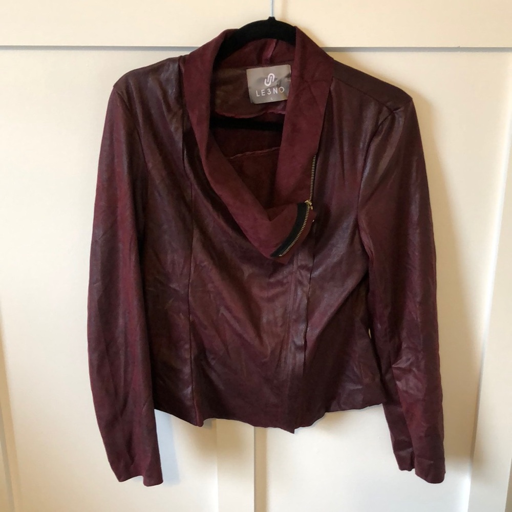 Oxblood Red Faux Suede Moto Jacket
